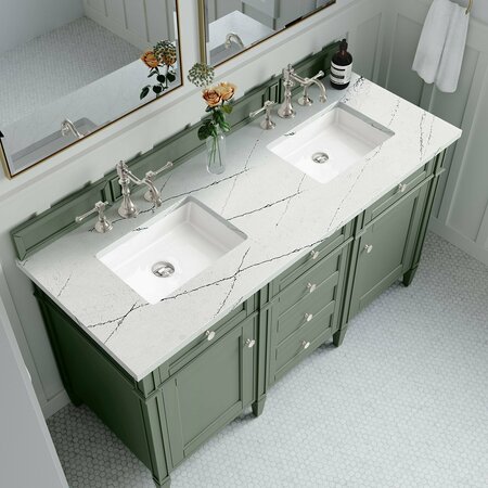 James Martin Vanities Brittany 60in Double Vanity, Smokey Celadon w/ 3 CM Ethereal Noctis Top 650-V60D-SC-3ENC